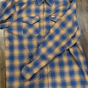 DIXXON Men's Blue and Tan Plaid Shirt
